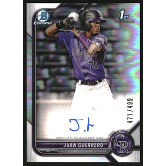 2022 Bowman Chrome Prospect Autographs Refractors #CPAJGO Juan Guerrero