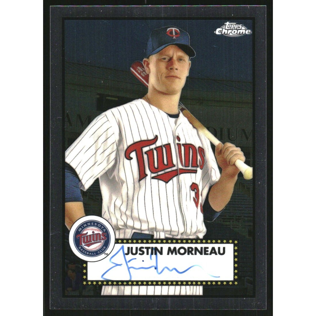 2021 Topps Chrome Platinum Anniversary Autographs #PAJMO Justin Morneau. rookie card picture