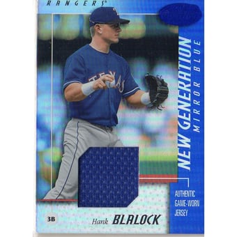 2002 Leaf Certified Mirror Blue #177 Hank Blalock NG Jsy