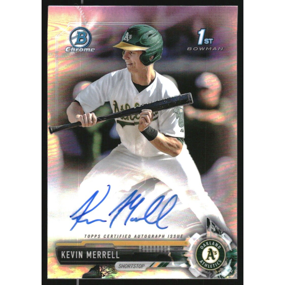 2017 Bowman Chrome Draft Autographs Refractors #CDAKM Kevin Merrell. rookie card picture