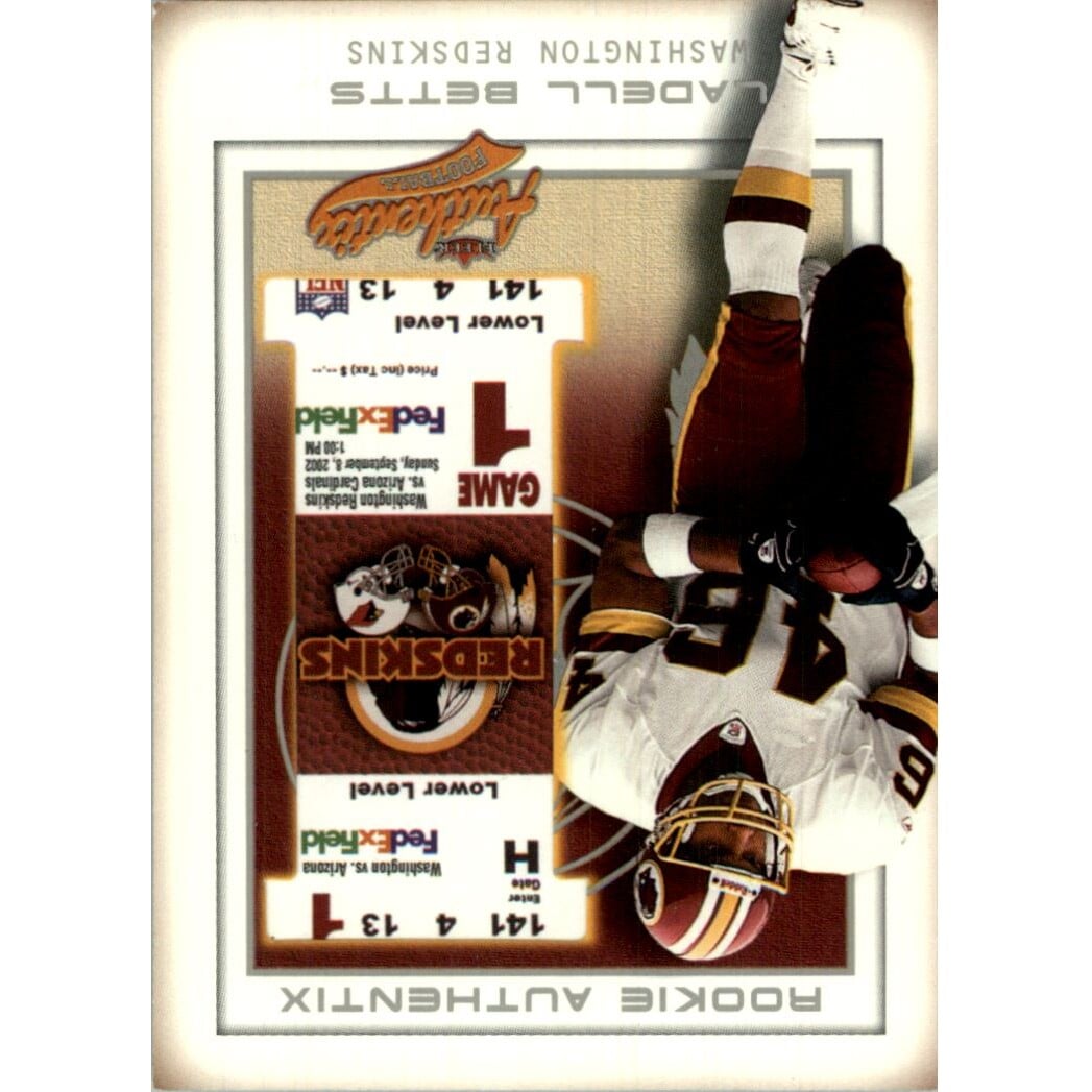 2002 Fleer Authentix Front Row #138 Ladell Betts. rookie card picture