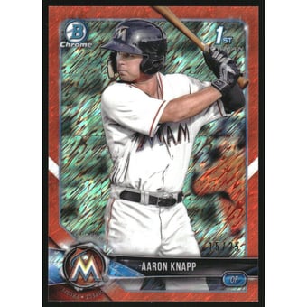 2018 Bowman Chrome Prospects Orange Shimmer Refractors #BCP5 Aaron Knapp