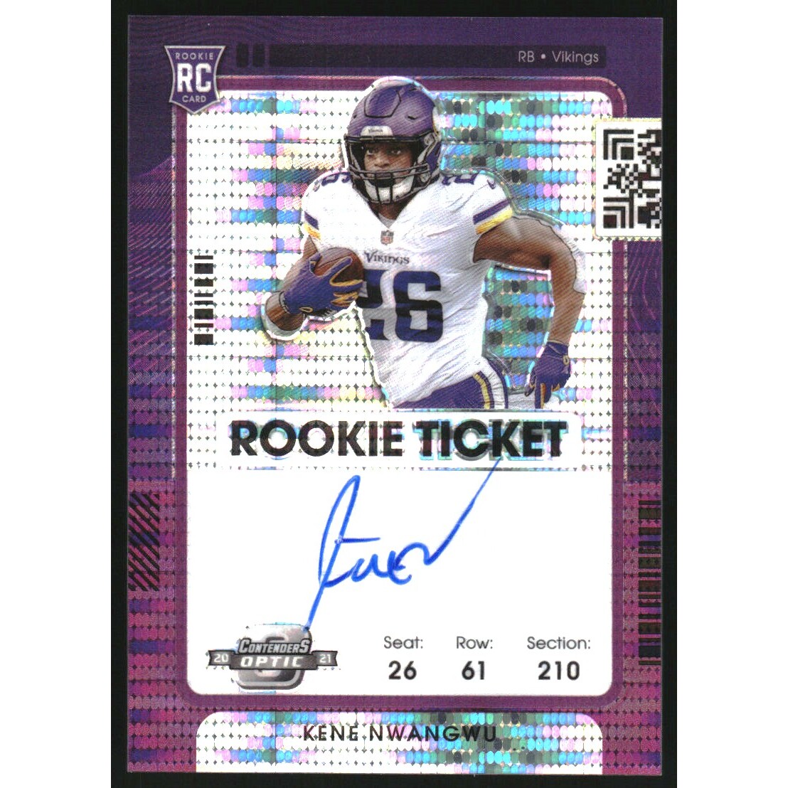 2021 Panini Contenders Optic Purple Pulsar #132 Kene Nwangwu AU