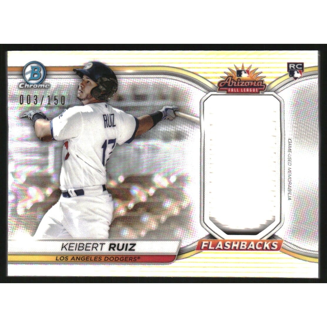 2021 Bowman Chrome AFL Flashback Relics #AFLFBKR Keibert Ruiz/150. rookie card picture