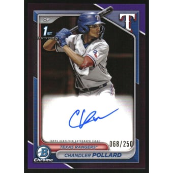 2024 Bowman Chrome Prospect Autographs Purple Refractors #CPACP Chandler Pollard