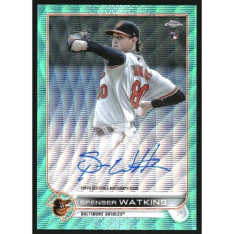 2022 Topps Chrome Rookie Autographs Aqua Wave Refractors #RASW Spenser Watkins