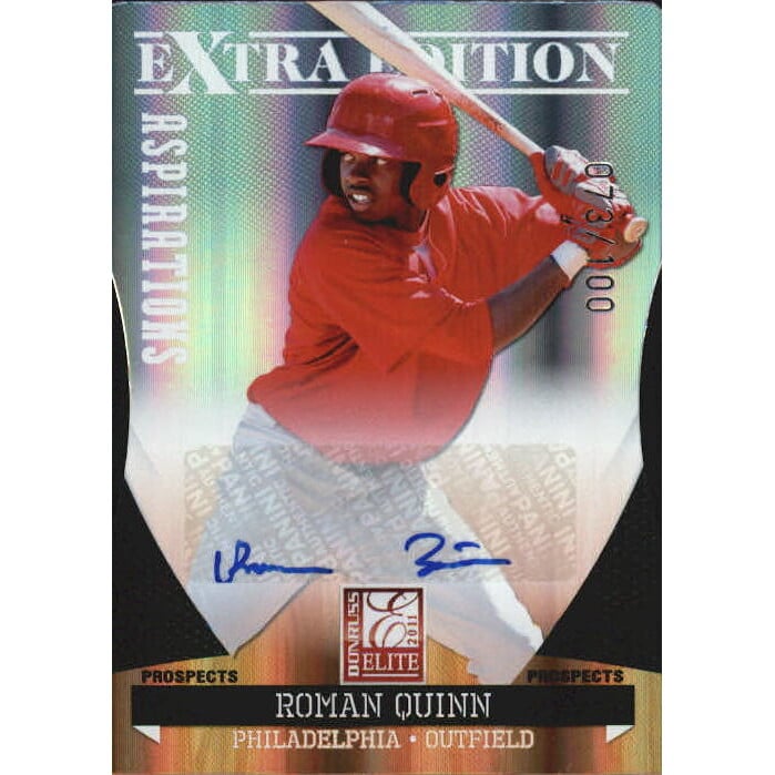2011 Donruss Elite Extra Edition Prospects Signature Aspirations #87 Roman Quinn. rookie card picture