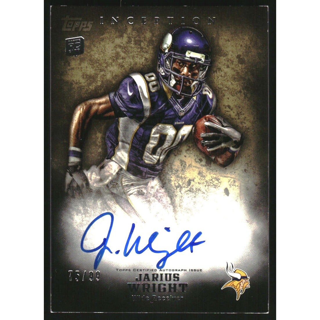 2012 Topps Inception Gold #122 Jarius Wright AU. rookie card picture