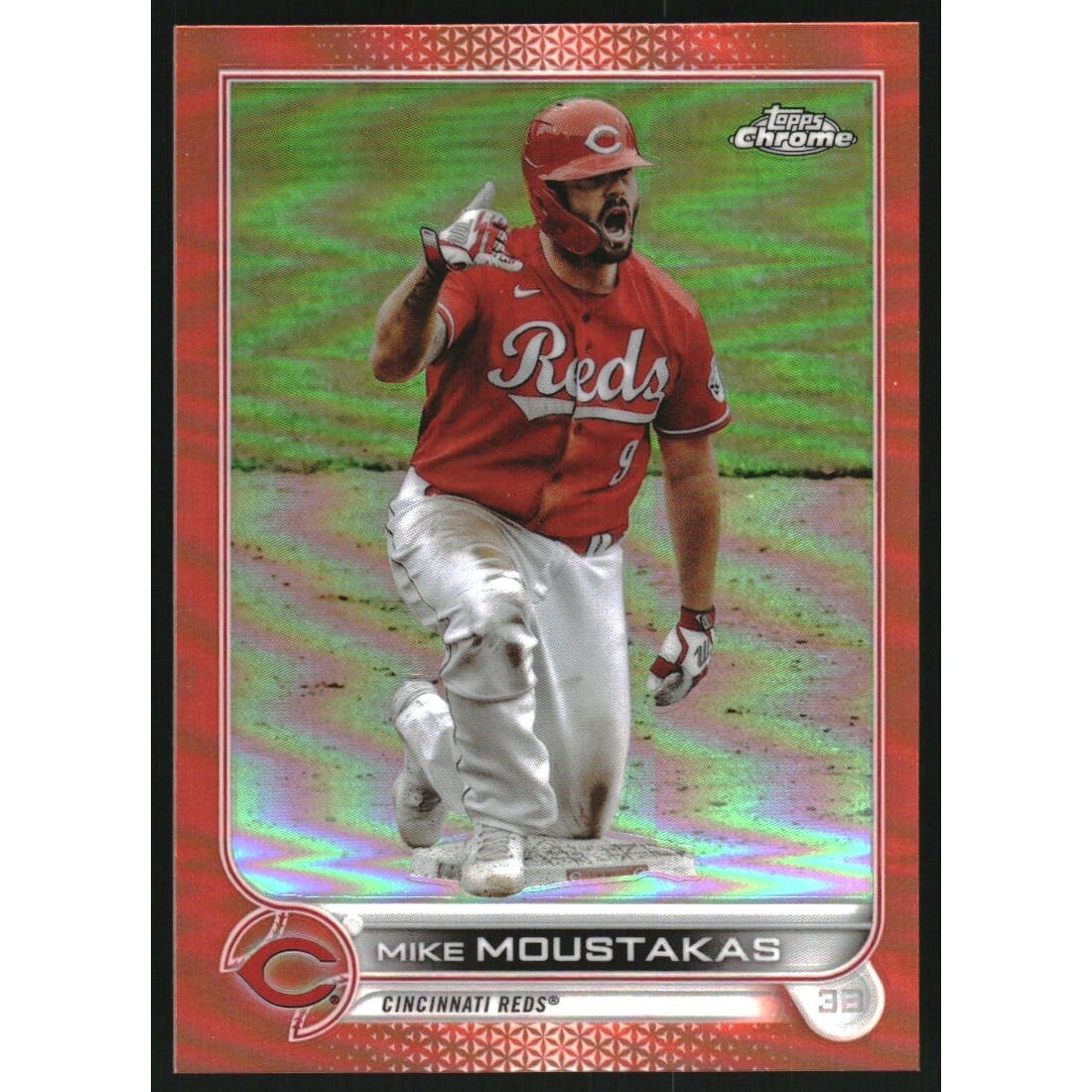 2022 Topps Chrome Orange Refractors #56 Mike Moustakas. rookie card picture