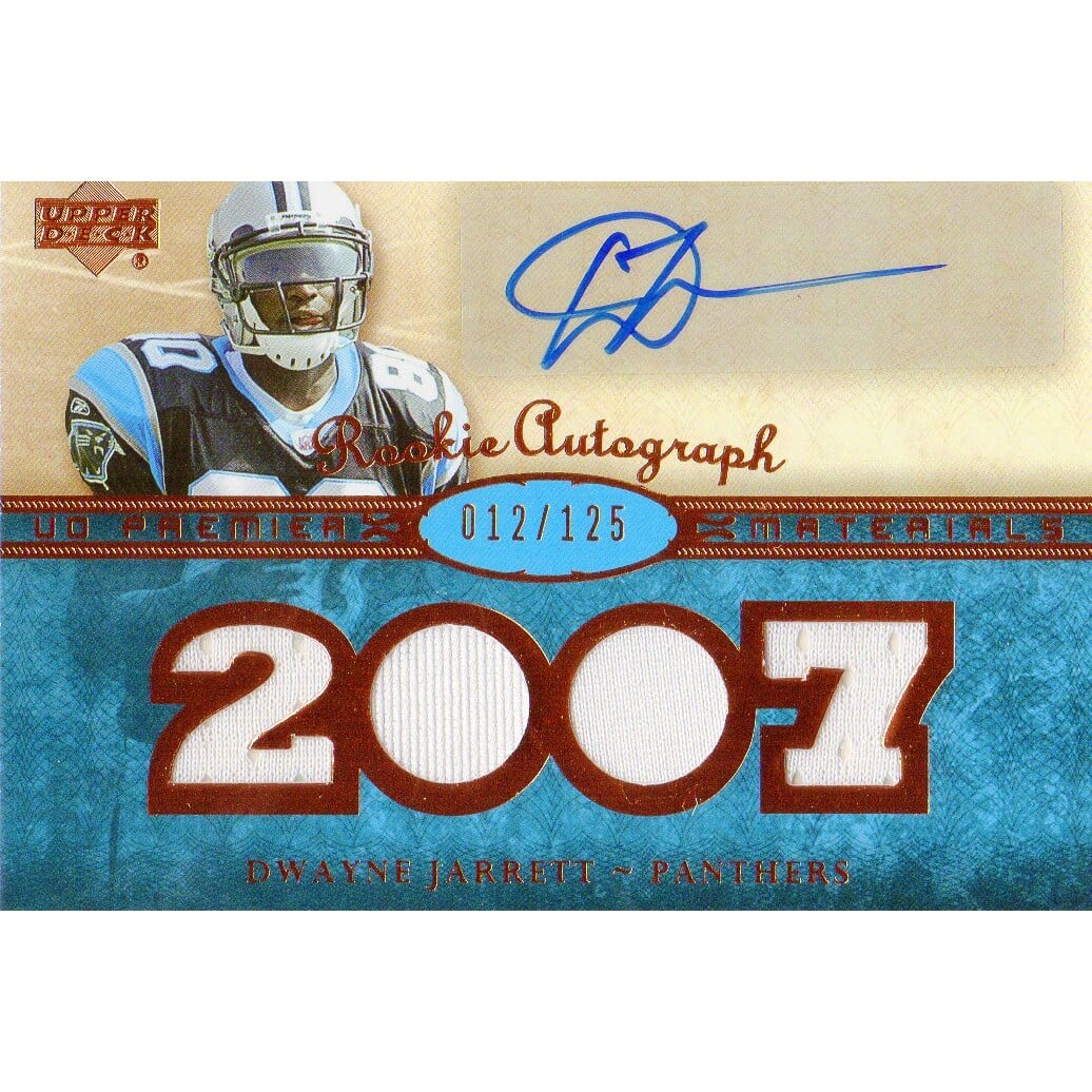 2007 Upper Deck Premier Rookie Autographed Materials Bronze #146 Dwayne Jarrett. rookie card picture