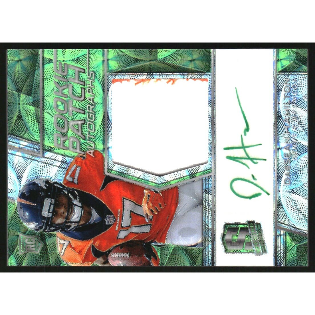 2018 Panini Spectra Neon Green #234 DaeSean Hamilton JSY AU/60. rookie card picture