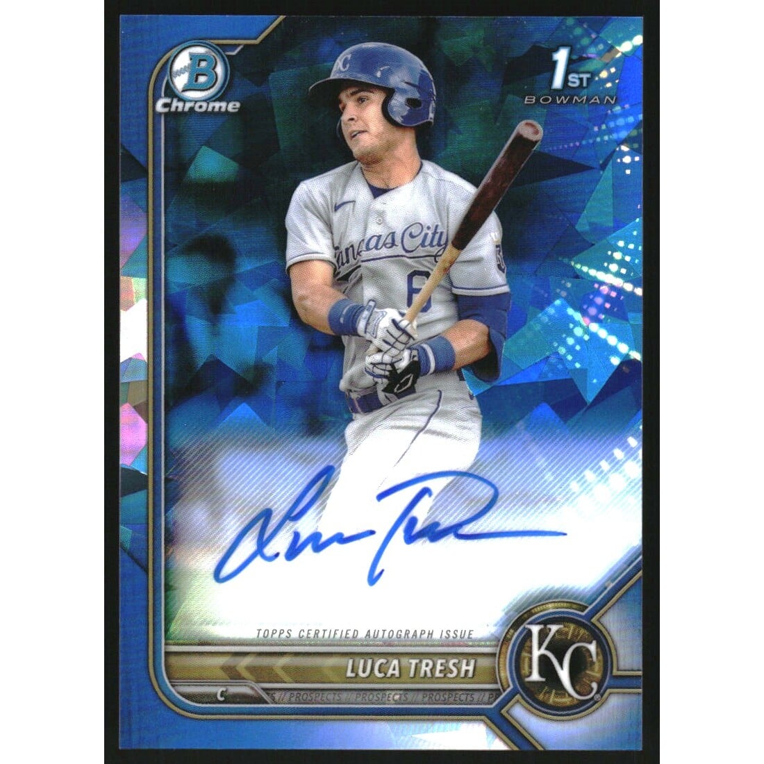 2022 Bowman Chrome Sapphire Prospect Autographs #BSPALT Luca Tresh. rookie card picture