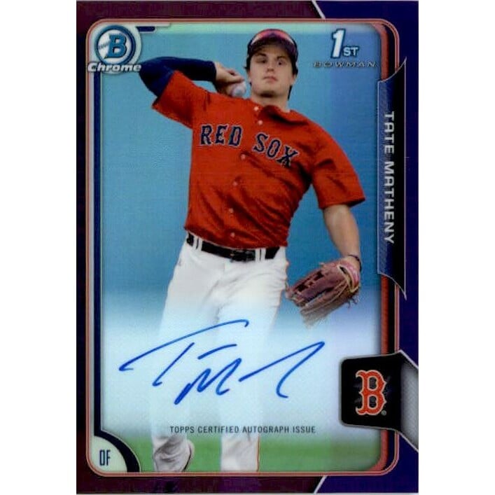 2015 Bowman Chrome Draft Draft Pick Autographs Purple Refractors #BCATMA Tate Matheny. rookie card picture