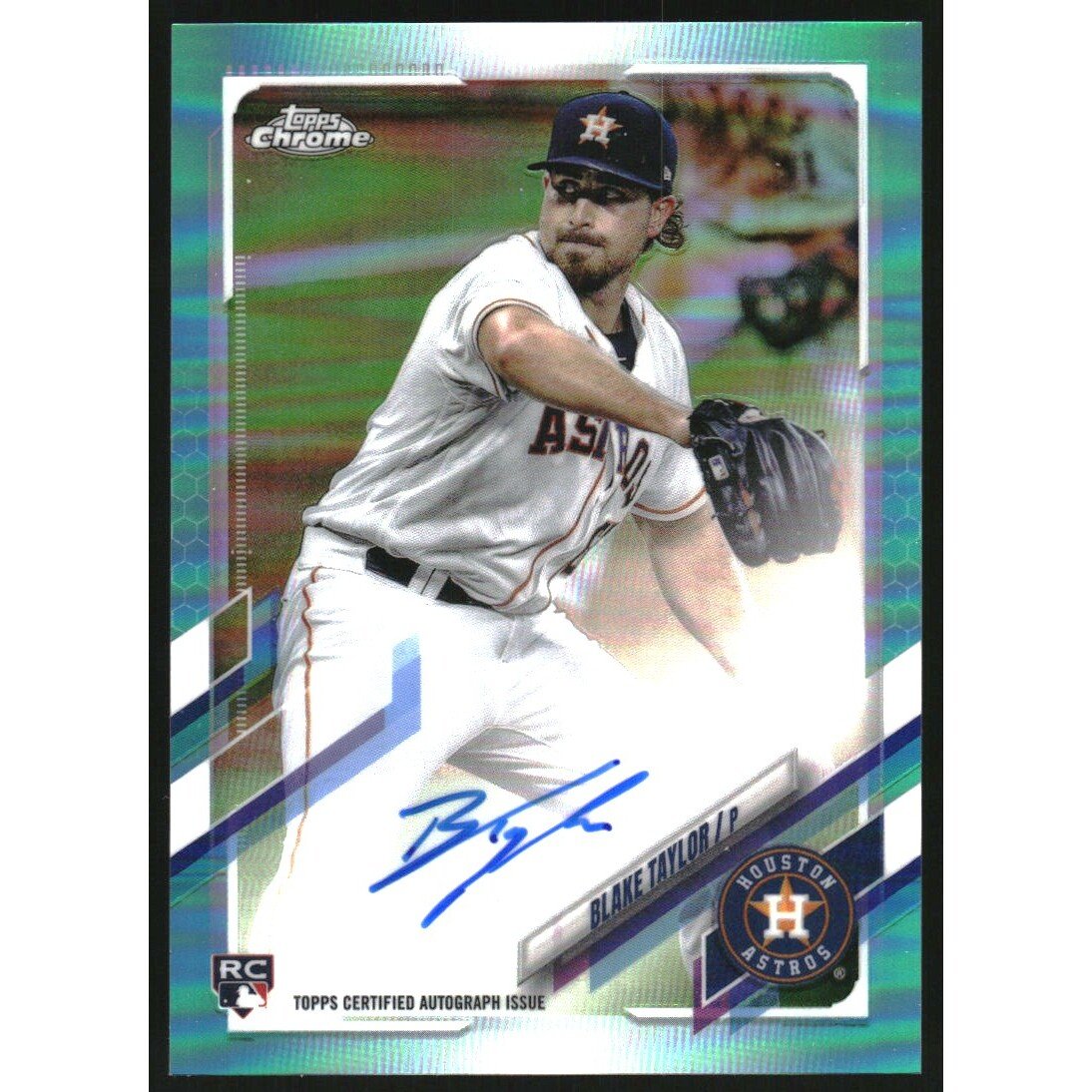 2021 Topps Chrome Rookie Autographs Aqua Refractors #RABT Blake Taylor. rookie card picture