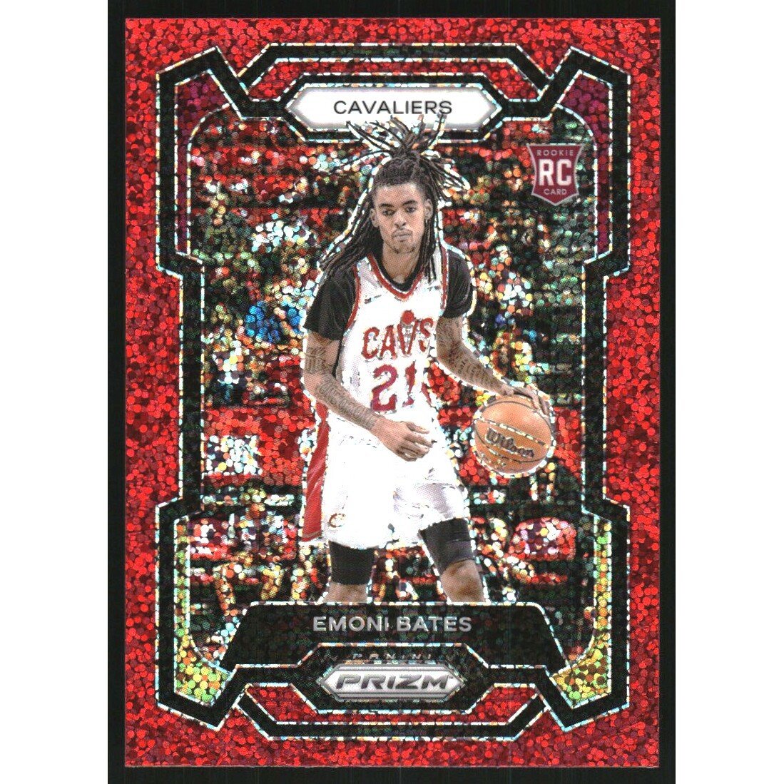 2023-24 Panini Prizm Prizms Red Sparkle #169 Emoni Bates. rookie card picture