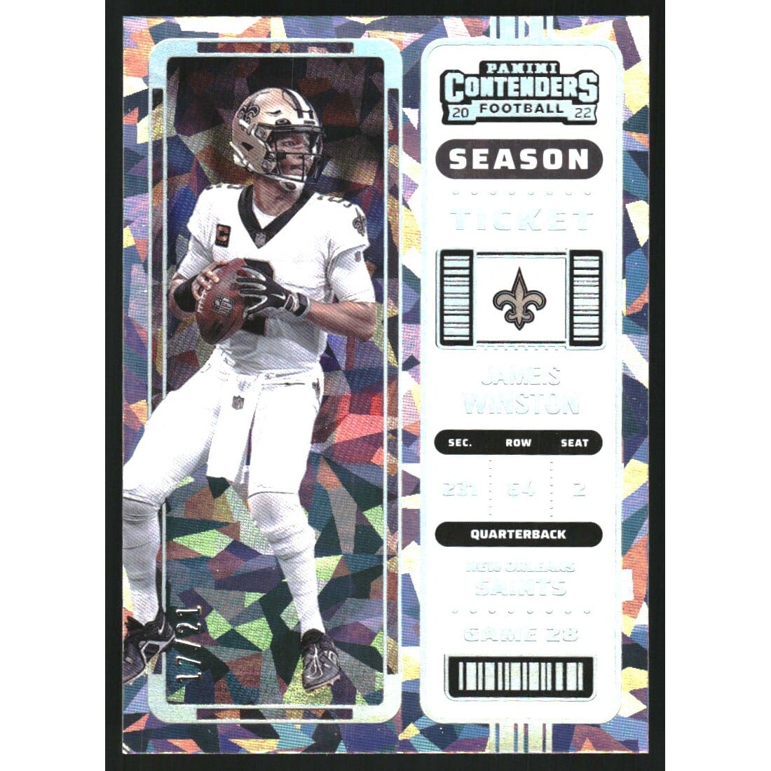 2022 Panini Contenders Cracked Ice #62 Jameis Winston. rookie card picture