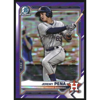 2021 Bowman Chrome Prospects Purple Refractors #BCP190 Jeremy Pena