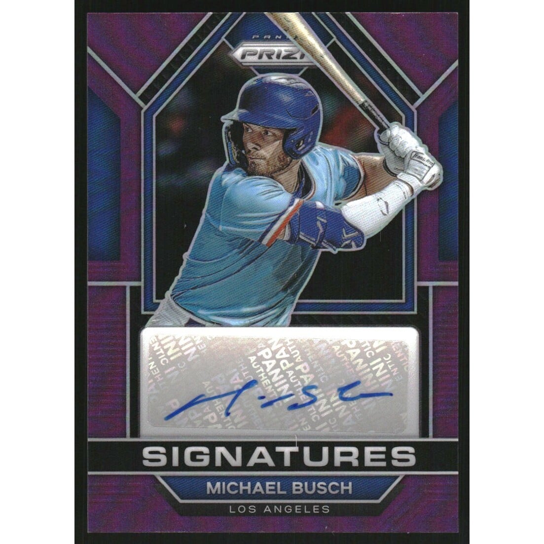2023 Panini Prizm Signatures Prizms Purple #42 Michael Busch. rookie card picture