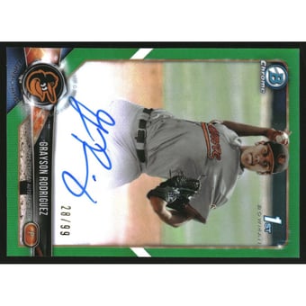 2018 Bowman Chrome Draft Autographs Green Refractors #CDAGR Grayson Rodriguez/99