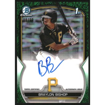 2023 Bowman Chrome Prospect Autographs Green Grass Refractors #CPABB Braylon Bishop