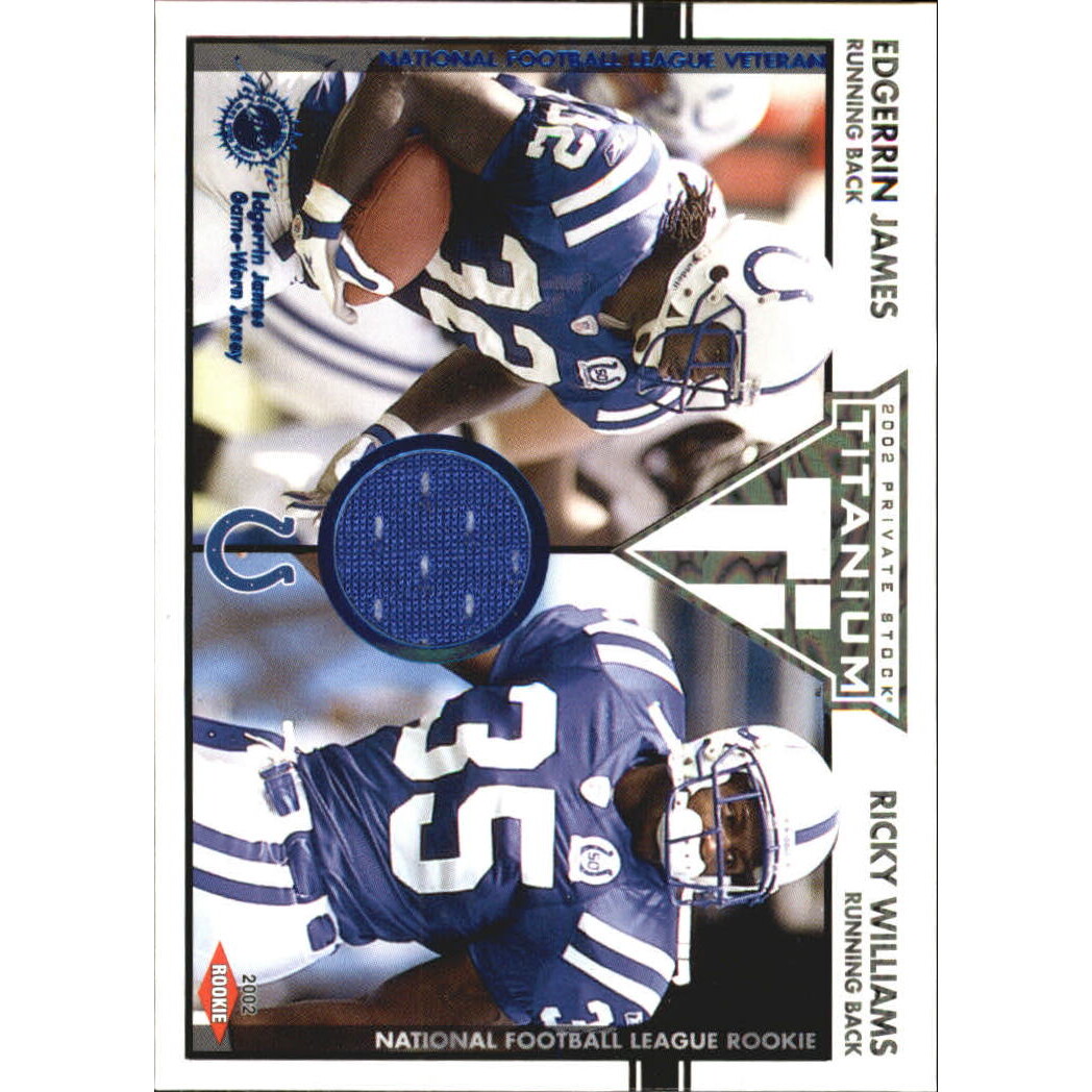 2002 Titanium Blue Jerseys #131 Edgerrin James JSY/Ricky Williams/200 2002 Titanium Blue Jerseys #131 Edgerrin James JSY/Ricky Williams/200