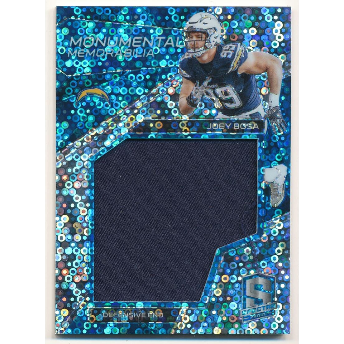 2017 Panini Spectra Monumental Memorabilia Neon Blue #18 Joey Bosa. rookie card picture