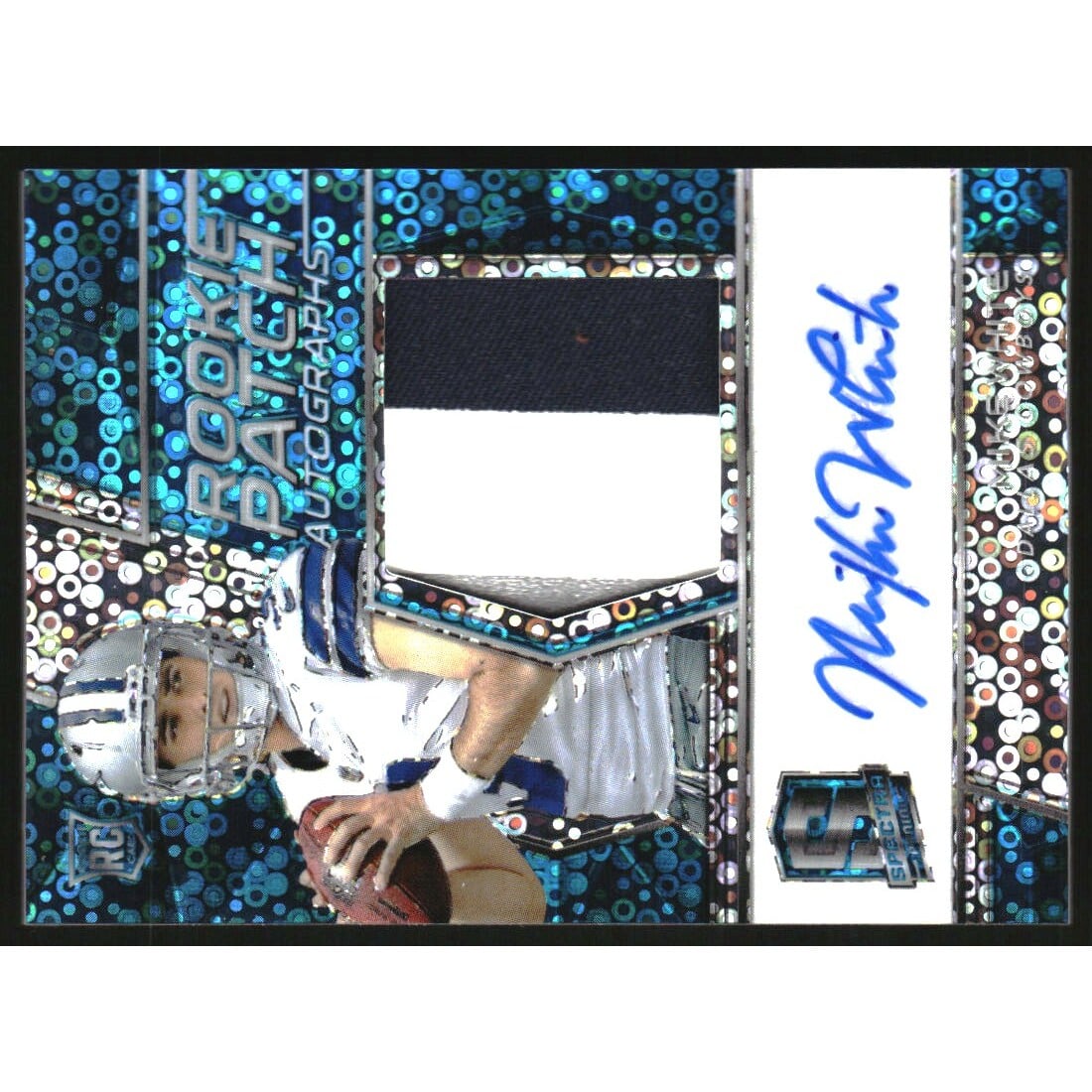 2018 Panini Spectra Neon Blue #220 Mike White JSY AU. rookie card picture
