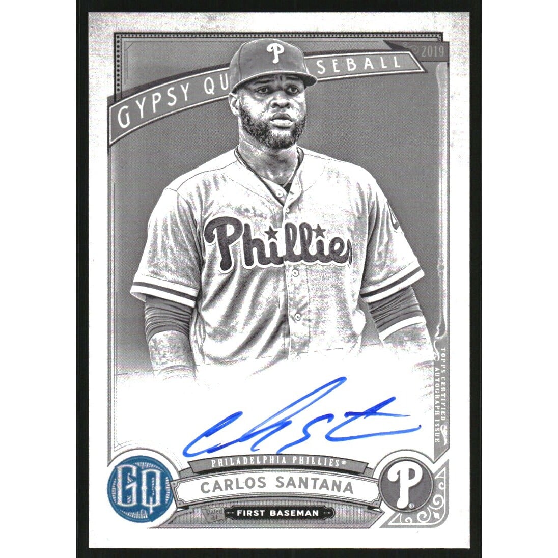 2019 Topps Gypsy Queen Autographs Black and White #GQACS Carlos Santana. rookie card picture