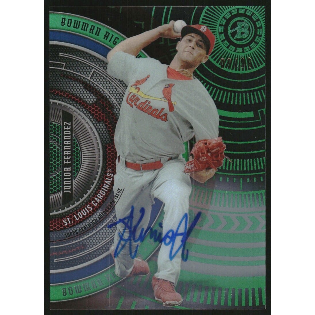 2017 Bowman High Tek Autographs Green Rainbow #BHTJF Junior Fernandez. rookie card picture