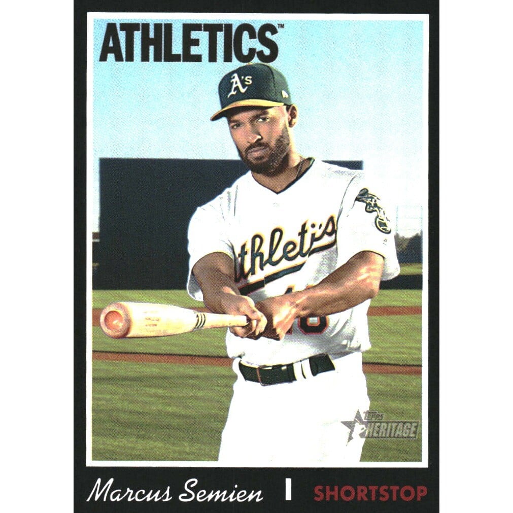2019 Topps Heritage Black Border #205 Marcus Semien. rookie card picture