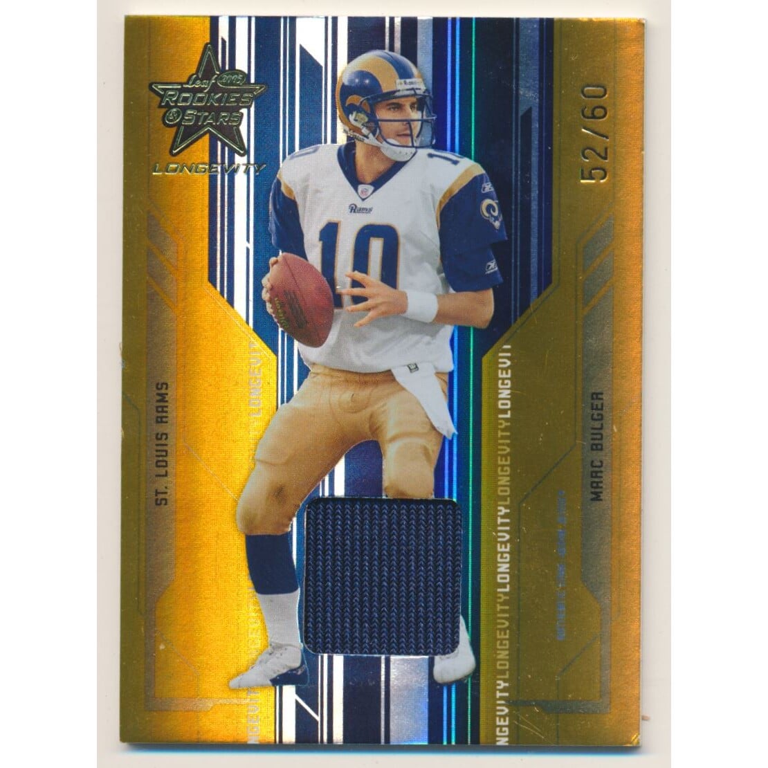 2005 Leaf Rookies and Stars Longevity Materials Gold #86 Marc Bulger/60