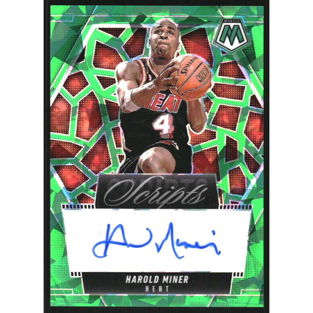 2024-25 Panini Mosaic Scripts Green Ice #35 Harold Miner. rookie card picture