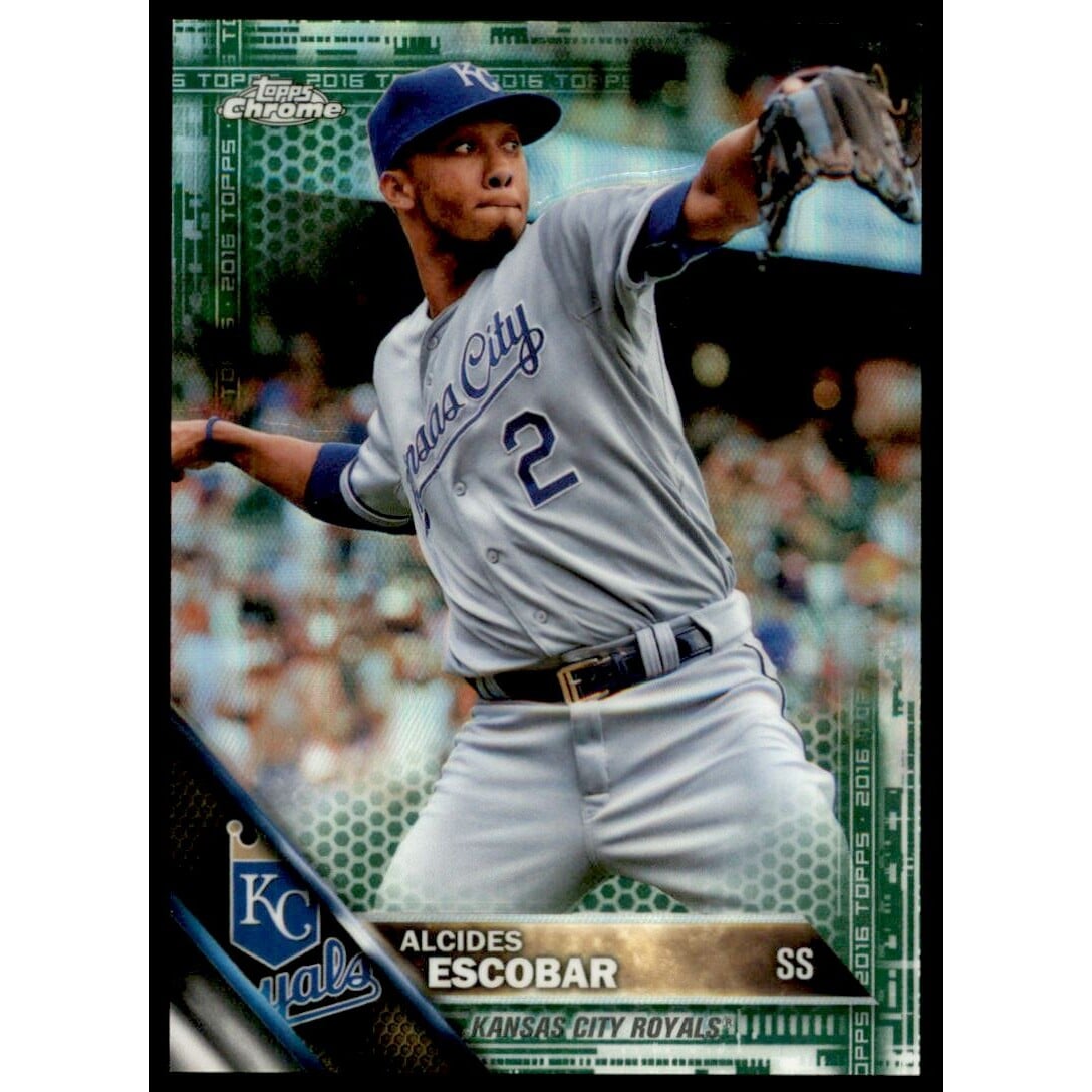 2016 Topps Chrome Green Refractors #117 Alcides Escobar. rookie card picture