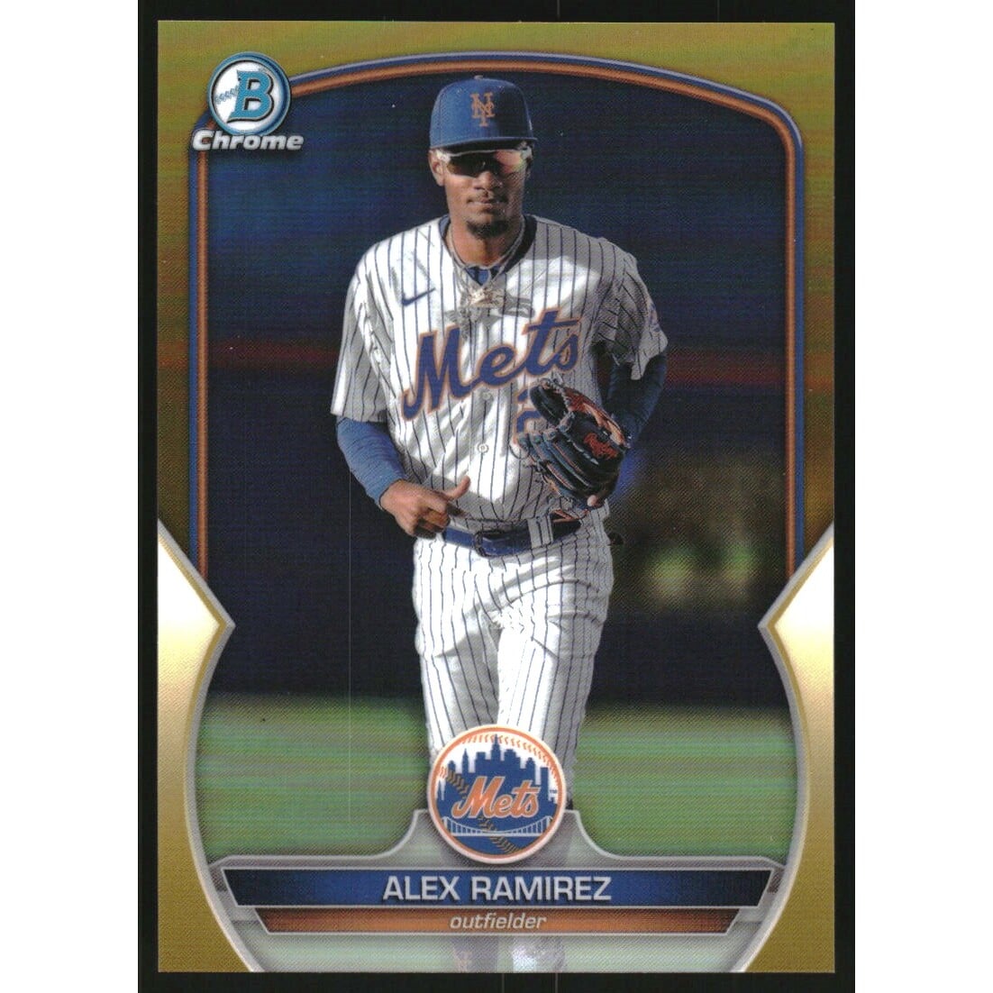 2023 Bowman Chrome Prospects Gold Refractors #BCP211 Alex Ramirez. rookie card picture
