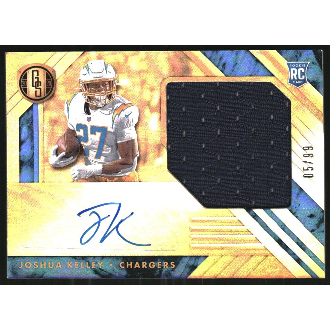 2020 Panini Gold Standard Rookie Jersey Autographs Jumbo #36 Joshua Kelley/99. rookie card picture