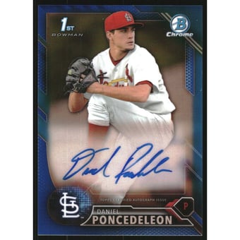 2016 Bowman Chrome Prospect Autographs Blue Refractors #CPADP Daniel Poncedeleon