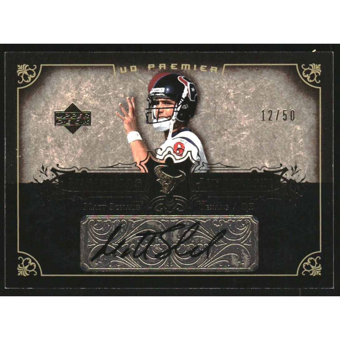 2007 Upper Deck Premier Insignias Autographs Gold #INMS Matt Schaub/50. rookie card picture