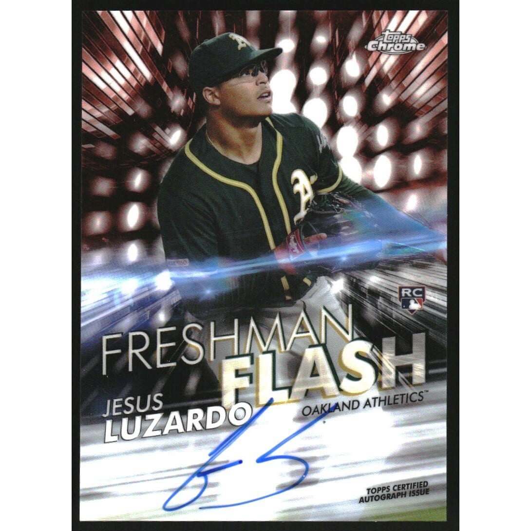 2020 Topps Chrome Freshman Flash Autographs Orange Refractors #FFAJL Jesus Luzardo. rookie card picture