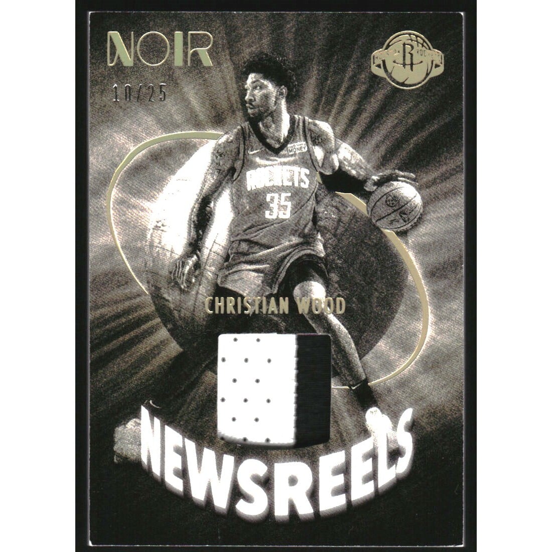 2021-22 Panini Noir Newsreels Jerseys Prime #15 Christian Wood/25. rookie card picture