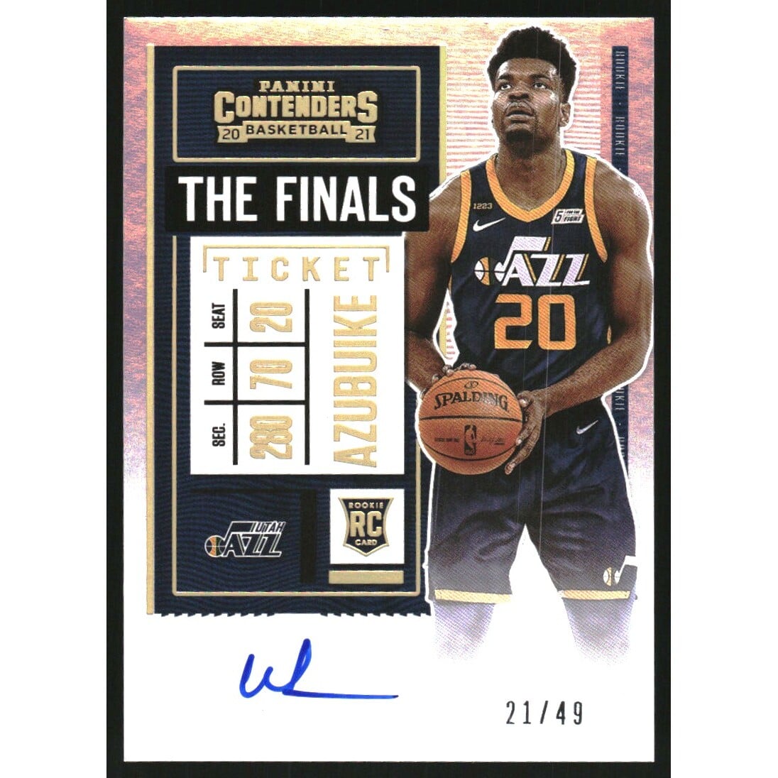 2020-21 Panini Contenders Photo Variation Autographs The Finals Ticket #134 Udoka Azubuike AU. rookie card picture