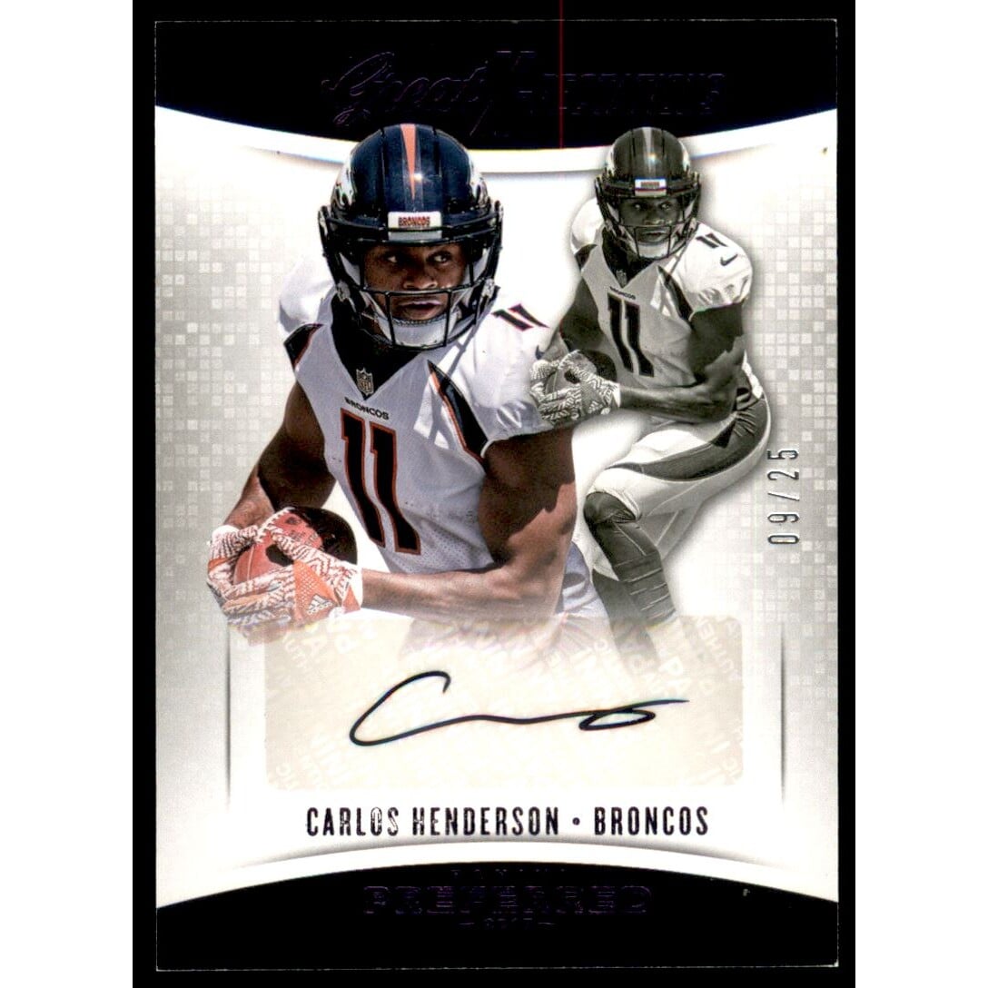 2017 Panini Preferred Purple #351 Carlos Henderson GX AU/25. rookie card picture