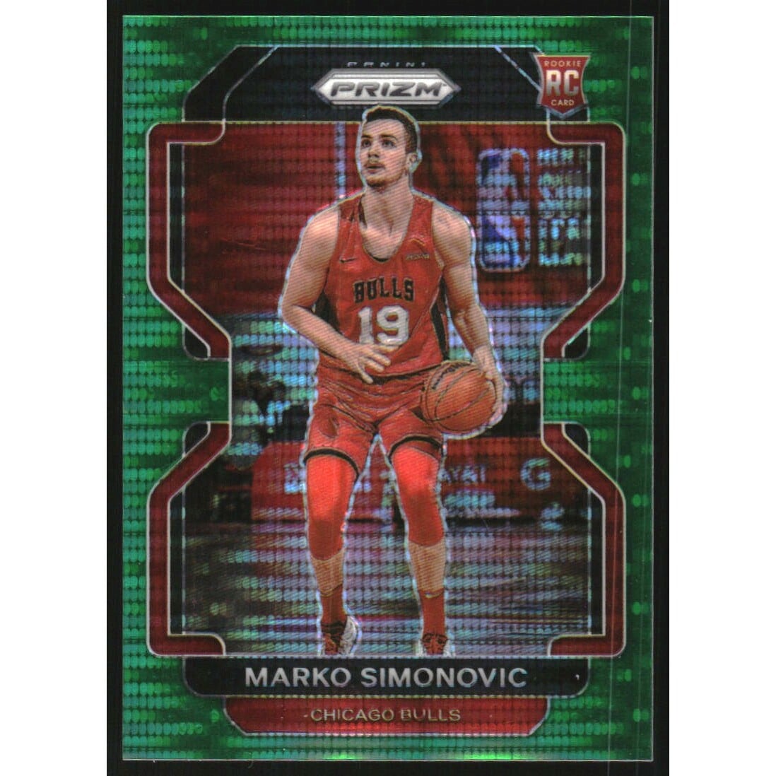 2021-22 Panini Prizm Prizms Green Pulsar #166 Marko Simonovic. rookie card picture