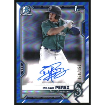 2021 Bowman Chrome Prospect Autographs Blue Refractors #CPAMP Milkar Perez