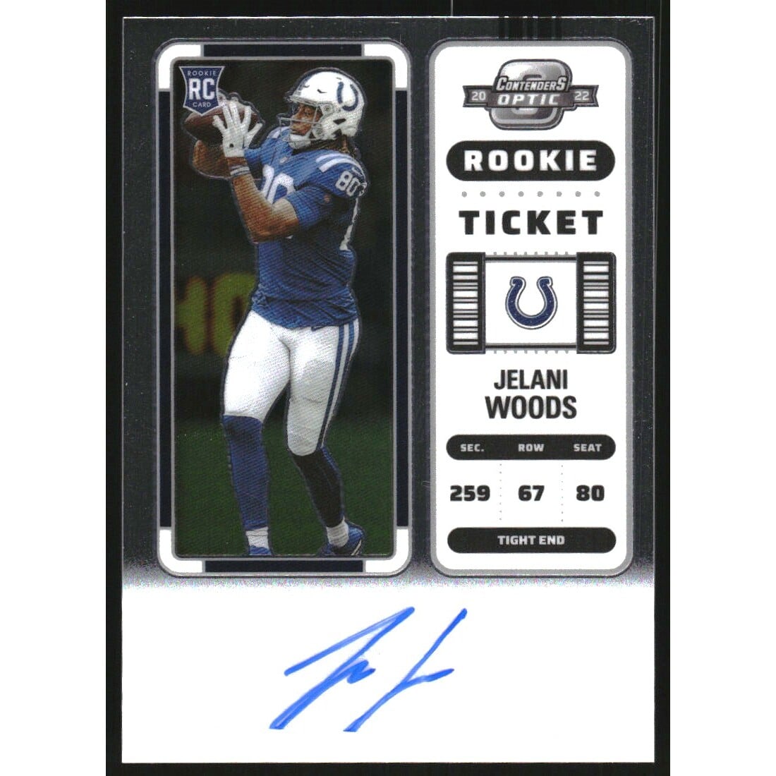 2022 Panini Contenders Optic #172 Jelani Woods AU. rookie card picture