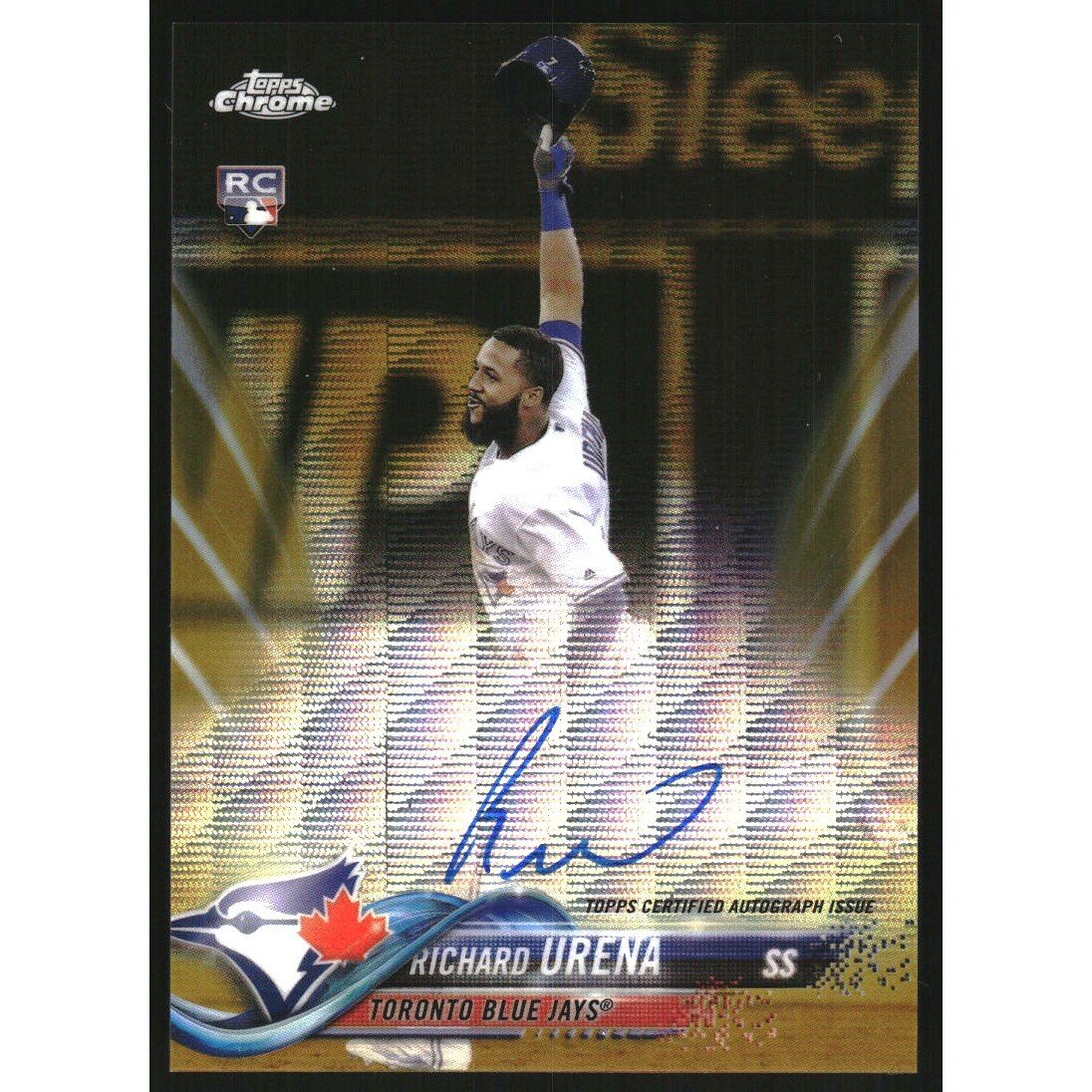 2018 Topps Chrome Rookie Autographs Gold Wave Refractors #RARU Richard Urena. rookie card picture