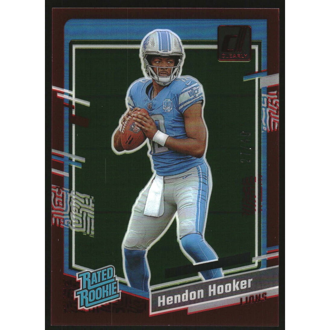 2023 Clearly Donruss Red #61 Hendon Hooker RR. rookie card picture