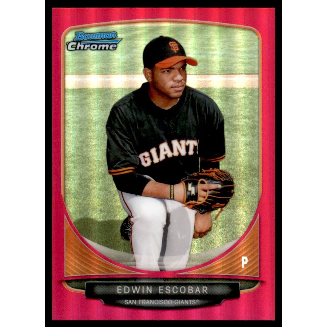 2013 Bowman Chrome Prospects Magenta Refractors #BCP117 Edwin Escobar. rookie card picture