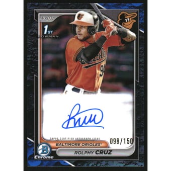 2024 Bowman Chrome Prospect Autographs Blue Lunar Refractors #CPARC Rolphy Cruz