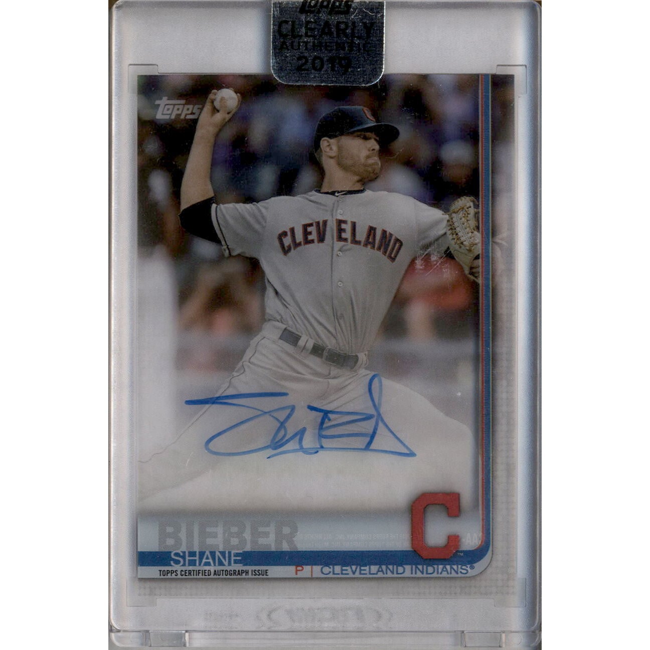 2019 Topps Clearly Authentic Autographs #CAASB Shane Bieber. rookie card picture