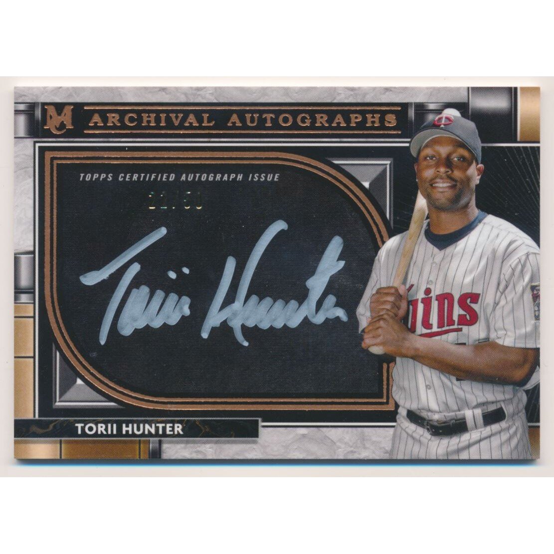 2021 Topps Museum Collection Archival Autographs Copper #AATHU Torii Hunter. rookie card picture